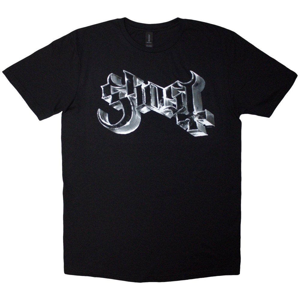 Ghost - Chrome Logo Mens Tshirt - Black